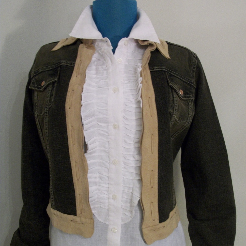 elements by vakko Jean Jacket with Goat Suede Trim